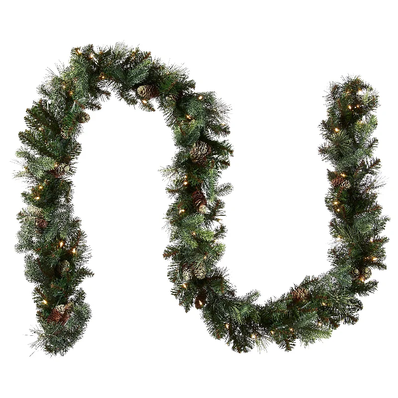 9 ft. Pre-Lit Carolina Pine Garland with Clear Lights