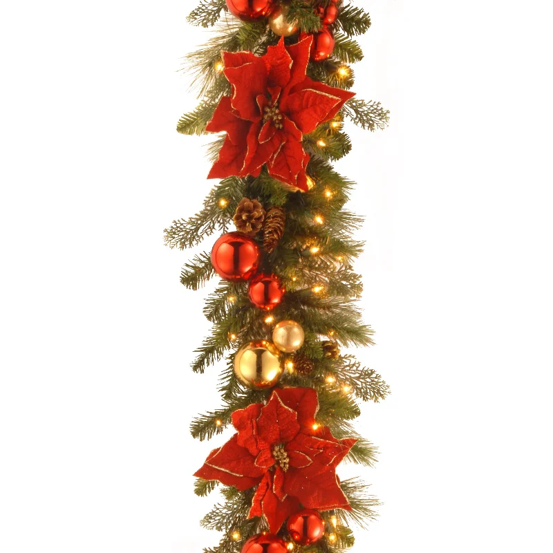 9 ft. Pre-Lit Decorative Collection Holiday Garland with Clear Lights