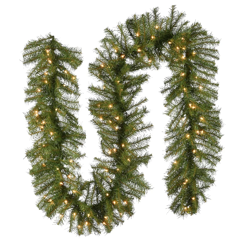 9 ft. Pre-Lit Norwood Fir Garland with Clear Lights - 12 in Diameter