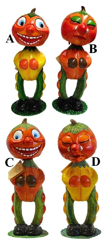 Assorted Pumpkin Nodder Paper Mache Candy Figurines by Ino Schaller