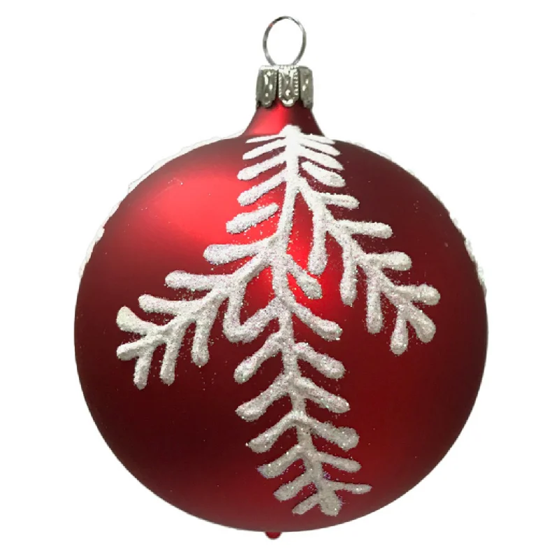 Fir Branch Ball, red and white by Glas Bartholmes