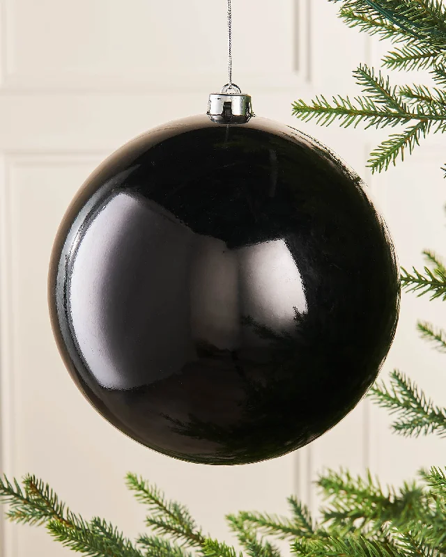 Black Large Gloss Shatterproof Bauble, 20 cm