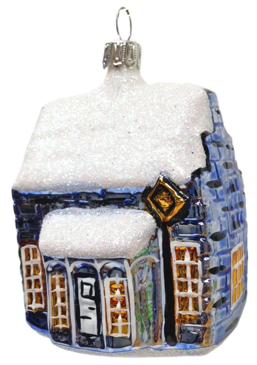 Blue and White House Ornament by Old German Christmas