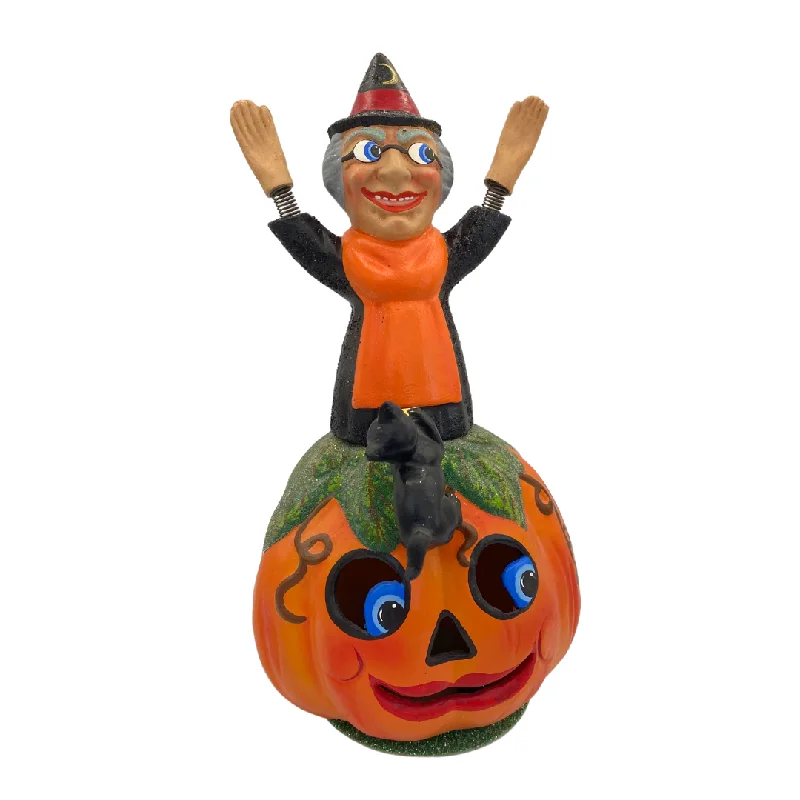 One-of-a-Kind Bobble Witch on Pumpkin by Ino Schaller