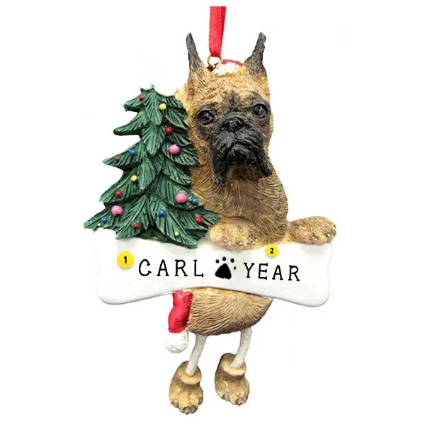 Personalized Boxer Cropped Dog Ornament - Brindle