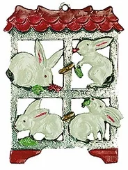 Bunnies in a Hutch Pewter Ornament by Kuehn Pewter