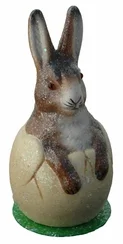 Bunny in Cream Egg Paper Mache Candy Container by Ino Schaller