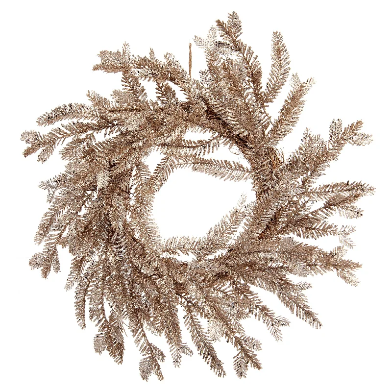 Champagne Gold Glitter Fir Wreath, 50cm