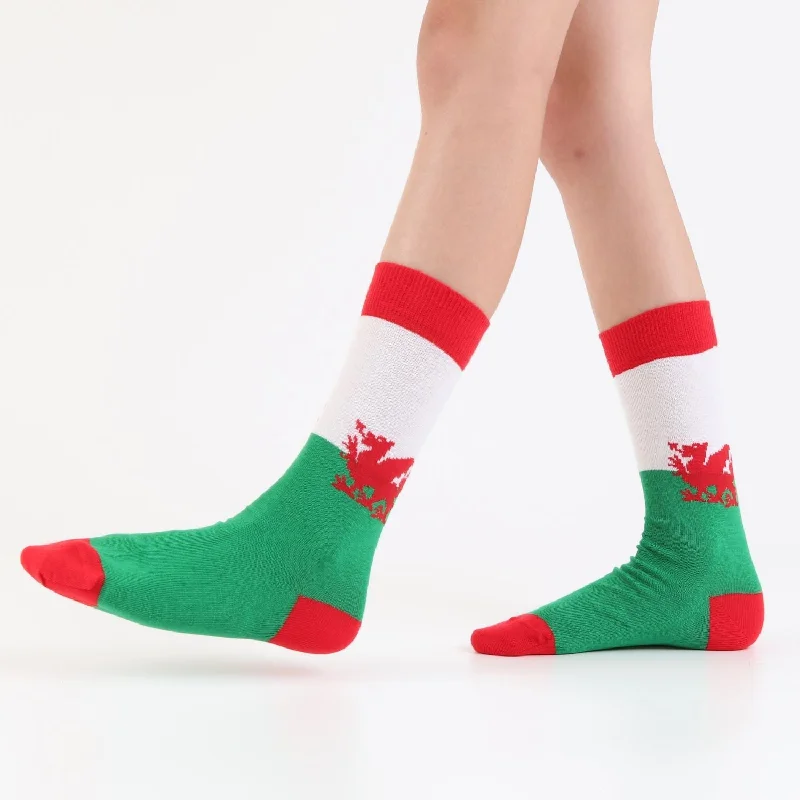 Kids Welsh Flag Cotton Socks