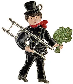 Chimney Sweep with Four Leaf Clovers, Painted on Both Sides Pewter Ornament by Kuehn Pewter