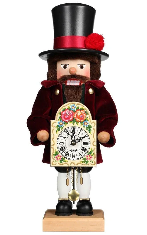 Christian Ulbricht Premium Black Forest Man With Ornate Cuckoo Clock Nutcracker Christmas Decoration