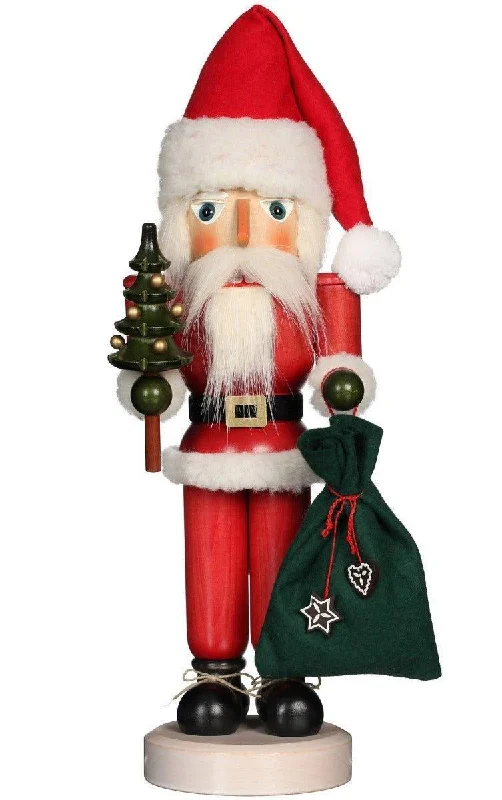 Christian Ulbricht-Seiffener Nussknackerhuas Red Santa with Tree Traditional German Nutcracker Christmas Decoration