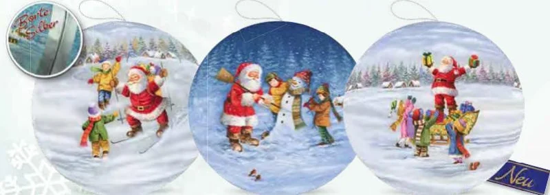 Christmas Fun  4" Decoupage German Christmas Balls by Nestler GmbH