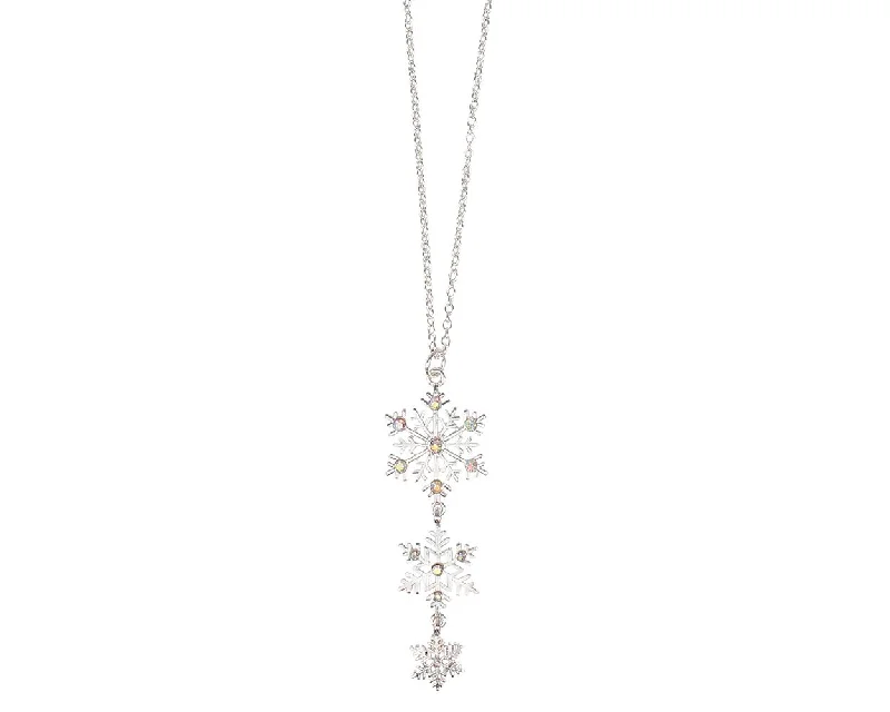 Classic Silver Snowflake Trio  - Necklace