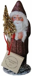 Copper Glitter Santa Paper Mache Candy Container by Ino Schaller