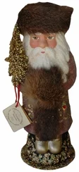 Copper Santa with Fur Muff Paper Mache Candy Container by Ino Schaller