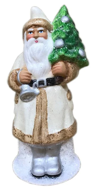 Creme and Beige Santa Paper Mache Candy Container by Ino Schaller