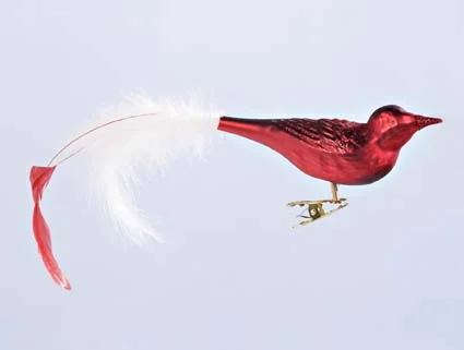 Crimson Feathers Bird Ornament by Inge Glas of Germany