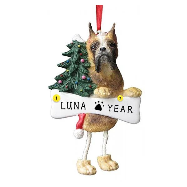 Personalized Boxer Dog Ornament Cropped