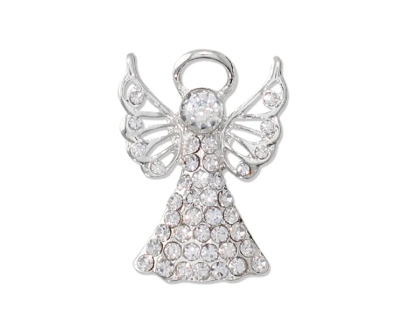 Crystal And Silver Angel - Pin