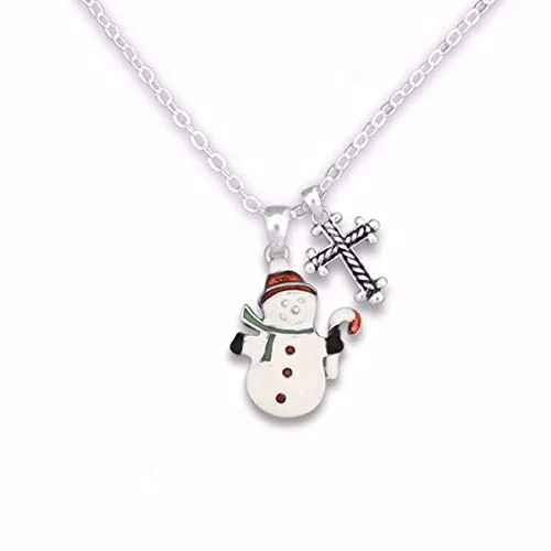 Crystal Snowman Necklace - Hat