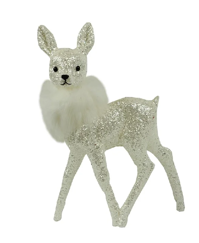 Deer, ivory glittered with white boa, Plastic Figure by Ino Schaller