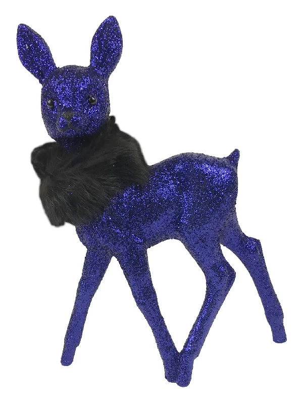 Deer, navy glittered with boa, Plastic Figure by Ino Schaller