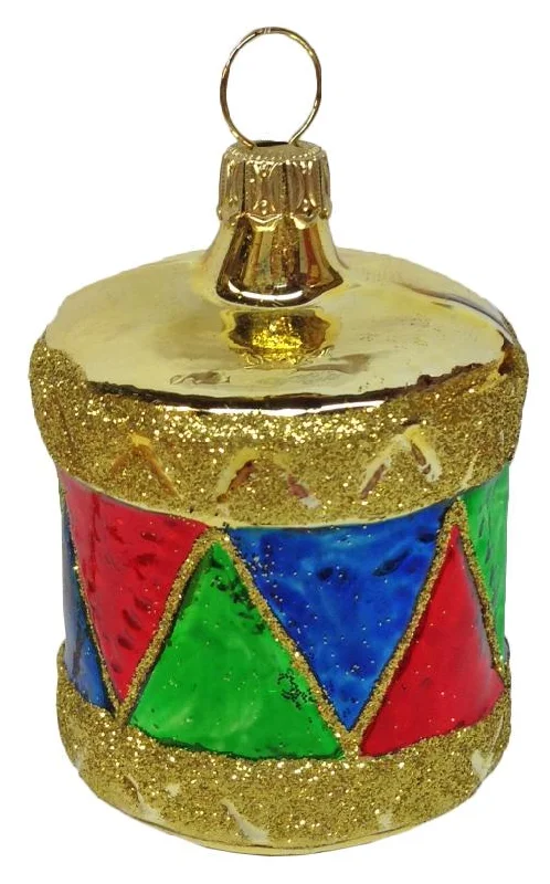 Drum, Small, Gold Ornament by Old German Christmas