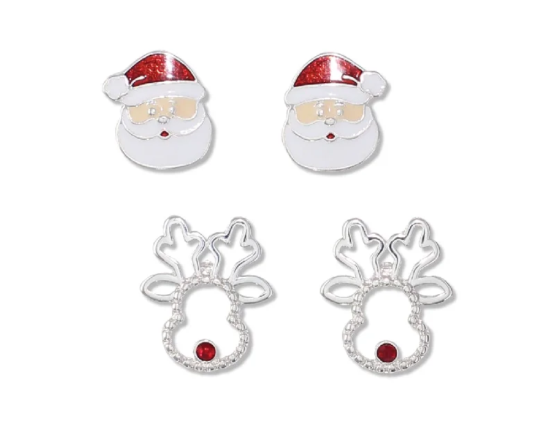 Santa and Rudolph - Post Earrings - 2 Sets