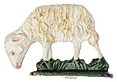 Eating Sheep, Painted on Both Sides Pewter Figurine by Kuehn Pewter