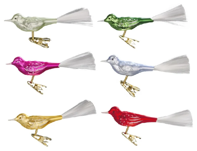 Fairytale Feathers Bird Ornament, 6 colors by Inge Glas of Germany