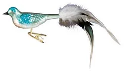 Fancy Turquoise Bird Ornament by Inge Glas of Germany