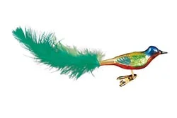 Feathered Green Bird Ornament by Inge Glas of Germany