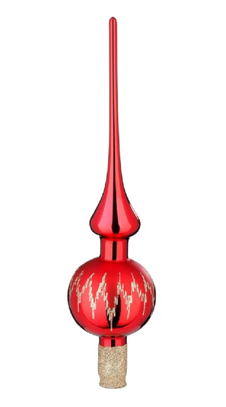 Festive Joy Tree Topper, red shiny, 11.9" by Inge Glas of Germany