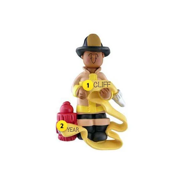 Personalized Firefighter Ornament - African American, Male