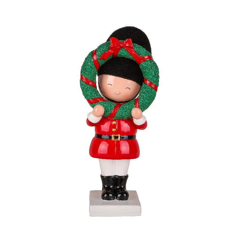 10 in. Christmas Soldier Holding Wreath