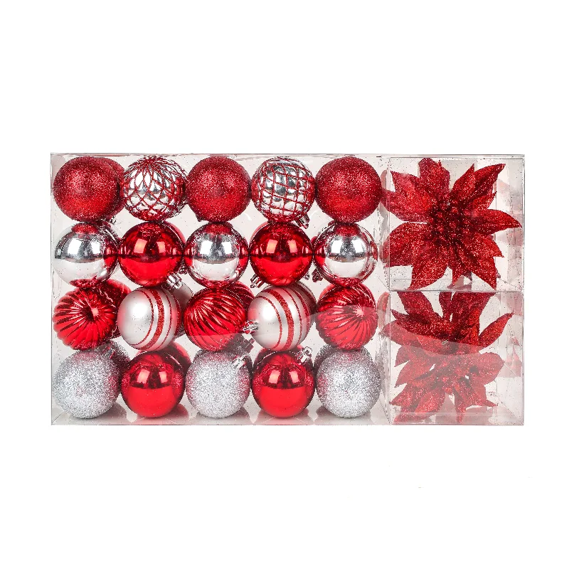 10 in. Red Xmas Ball Set, Shatterproof