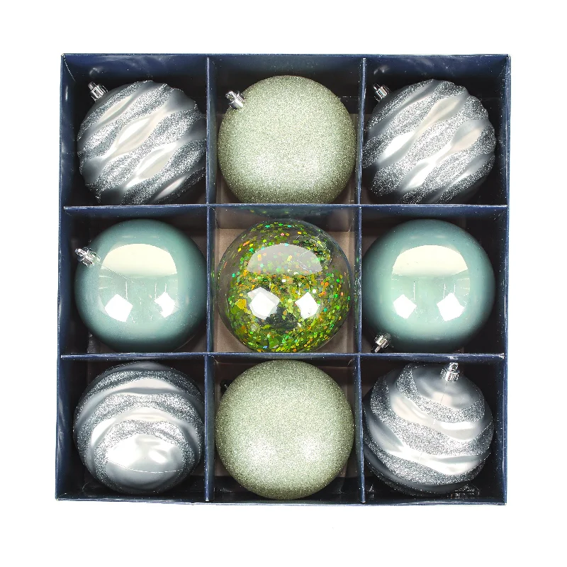 13 in. Mint Xmas Ball Decor Set