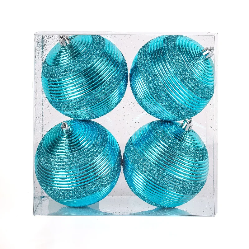 4-Piece Shatterproof Swirling Blue Ornaments