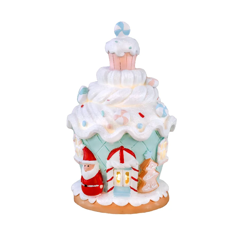 8 in. Santa Cake House with Lights