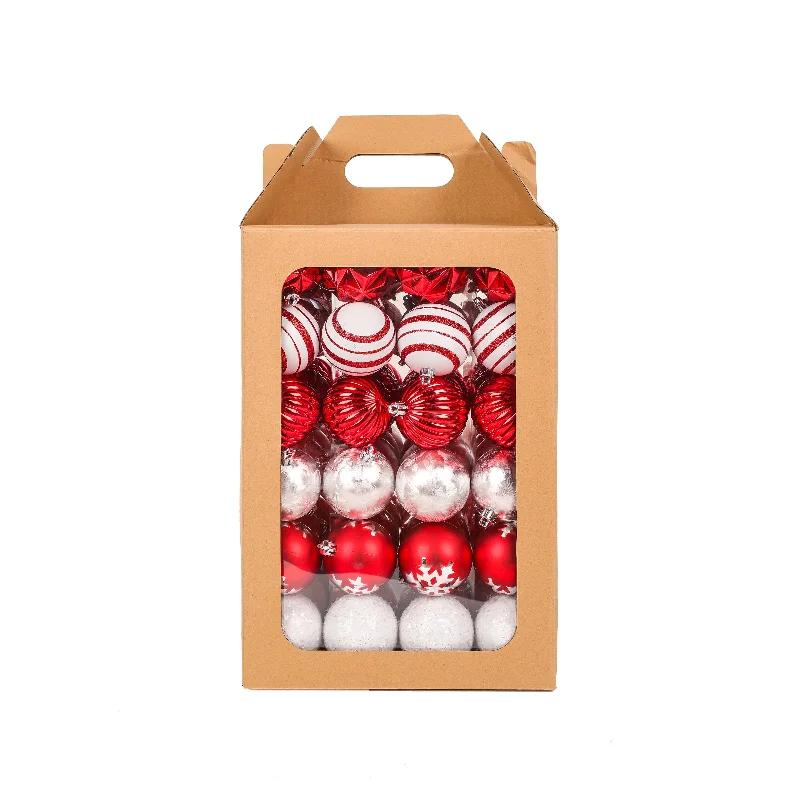 19 in. Red Xmas Ball Decor Set