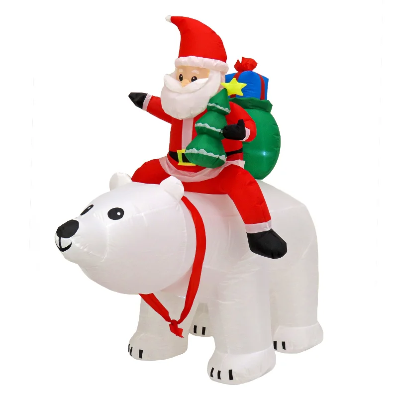 6 ft. Inflatable Santa Riding Polar Bear