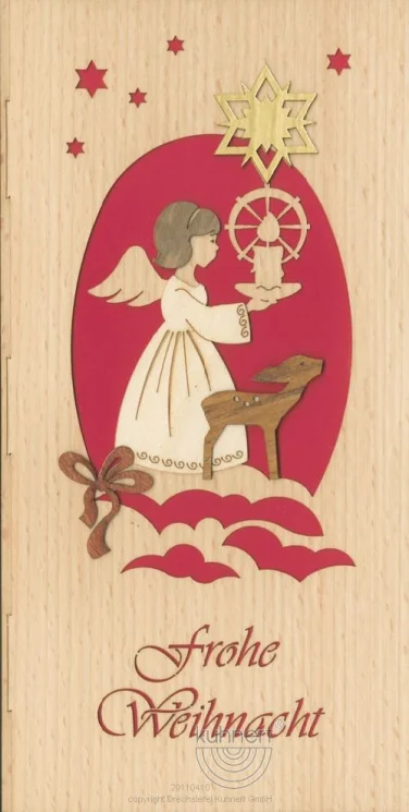 Folding wood Card Angel with Deer by Kuhnert GmbH