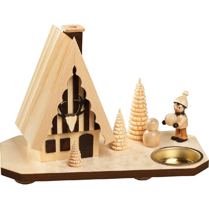 Forest House Smoker and Tea Light with Snowman by Taulin