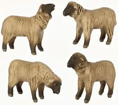 Flock of four Black Sheep, 9-10cm scale by Marolin Manufaktur