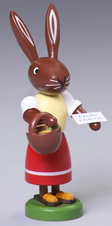 Frohe Ostern Rabbit Wooden Figurine by Thomas Preissler