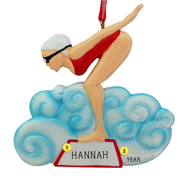 Personalized Swimmer Ornament - Female