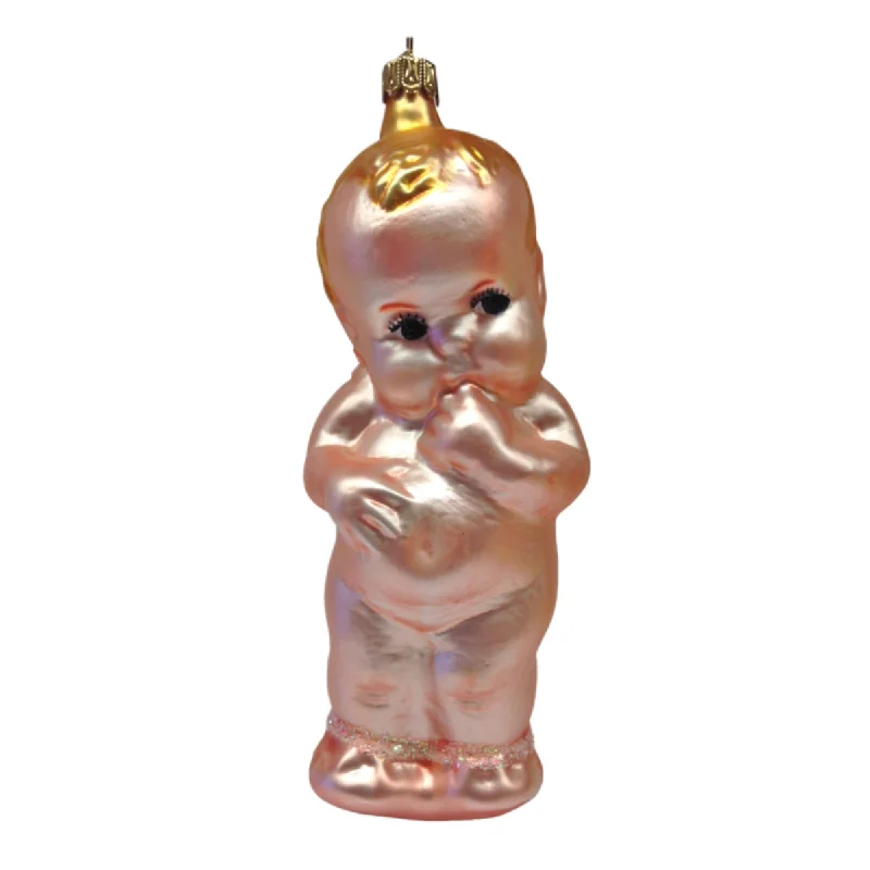 Glass Baby, Pink Booties Ornament by Old German Christmas