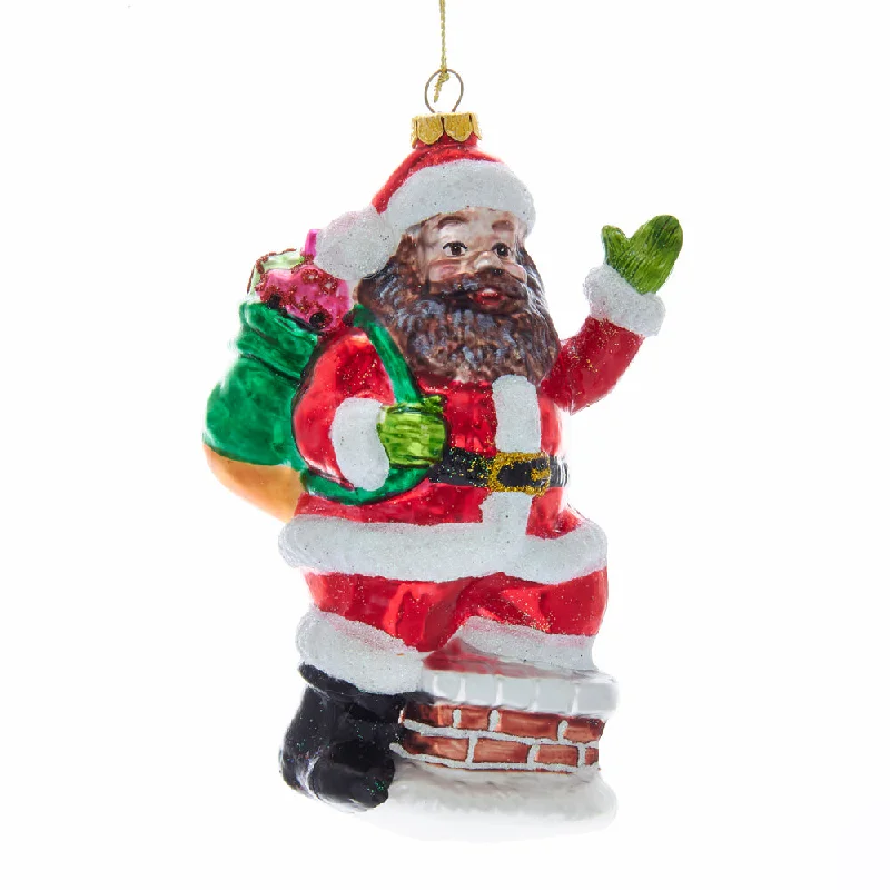 Glass Chimney Santa Ornament