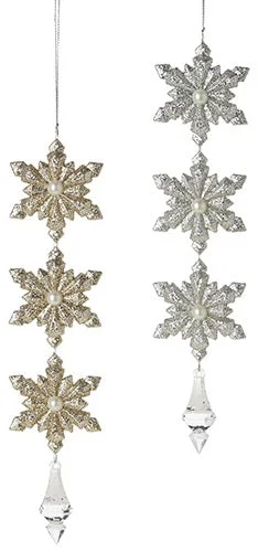 9.25" Glitter Snowflake Drop Ornament